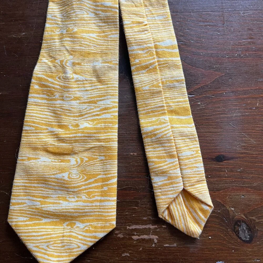 Boy's Necktie Marigold Yellow Faux Bois Motif